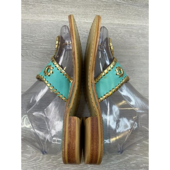 Jack Rogers Hollis Women's 7 Blue Thong Leather Sandal Casual Block Heel Slip-On - Picture 5 of 10